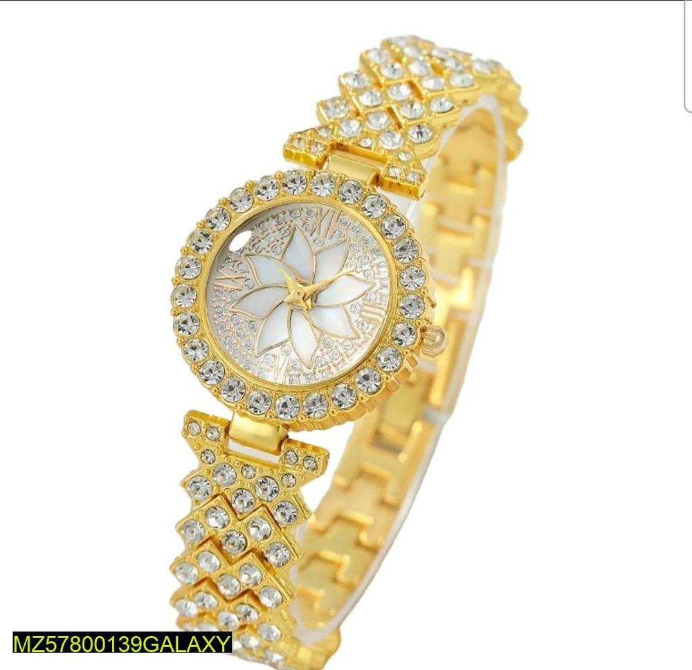 Women's Golden Beads Chain Strap Watch