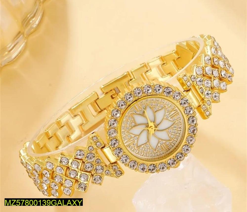 Women's Golden Beads Chain Strap Watch